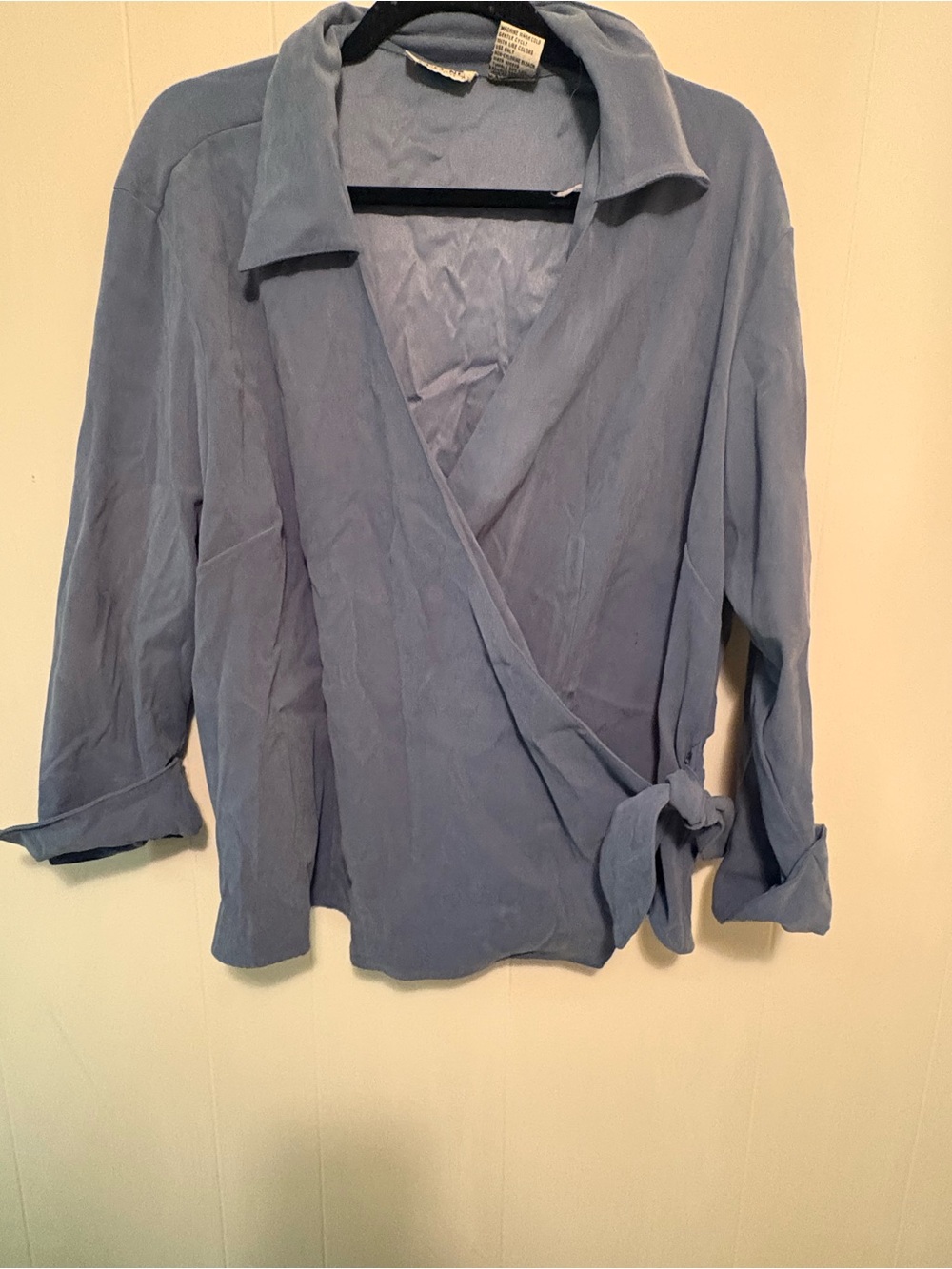 Selene Sport Light Blue Wrap Blouse with Side Tie